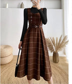 R&B | Frauen Stilvolles Vintage-Kariertes Kleid