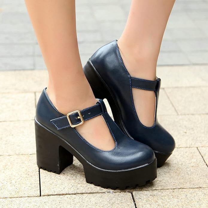 T-Strap Chunky Platform Heels – Jane R&B