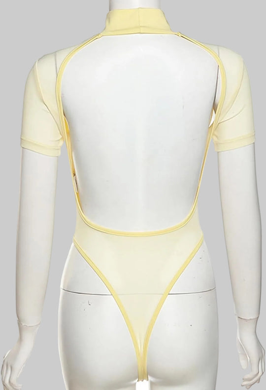 Damen Figurbetonter Body mit hohem Kragen R&B