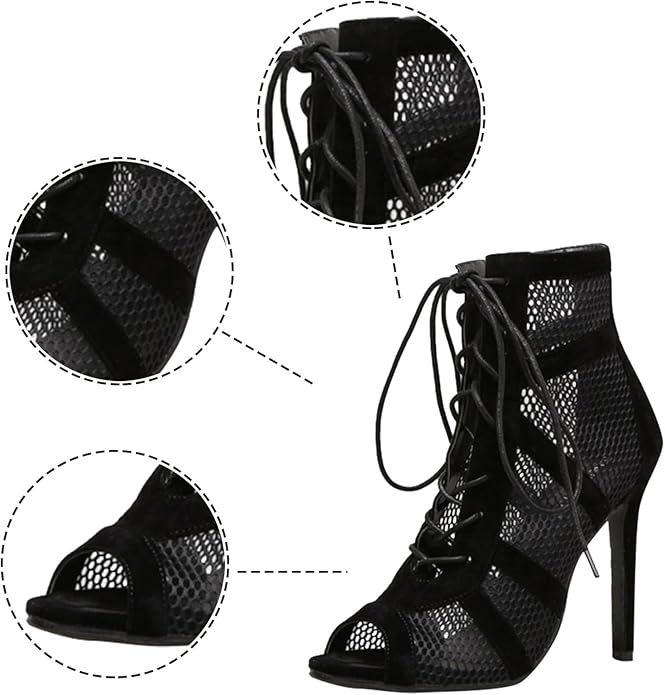 R&B | Damen Sandaletten mit Hohen Absätzen - Verführerische Spitze und Mesh für Den Perfekten Party-Look