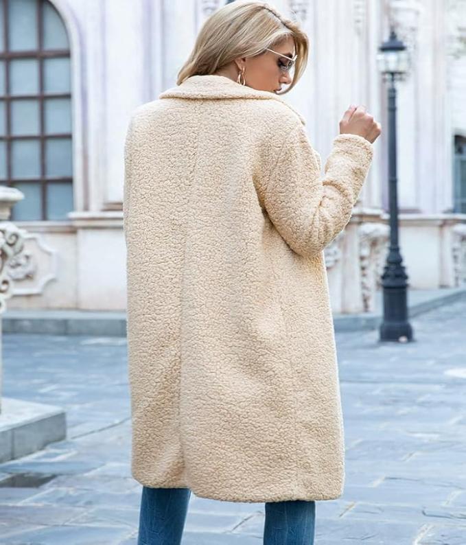 R&B | lange Teddyjack Damen - warmer Winter Oversized Mantel