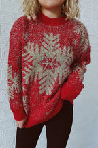 R&B | Weihnachtsmuster Gestrickter Rundhalsausschnitt Langarmpullover