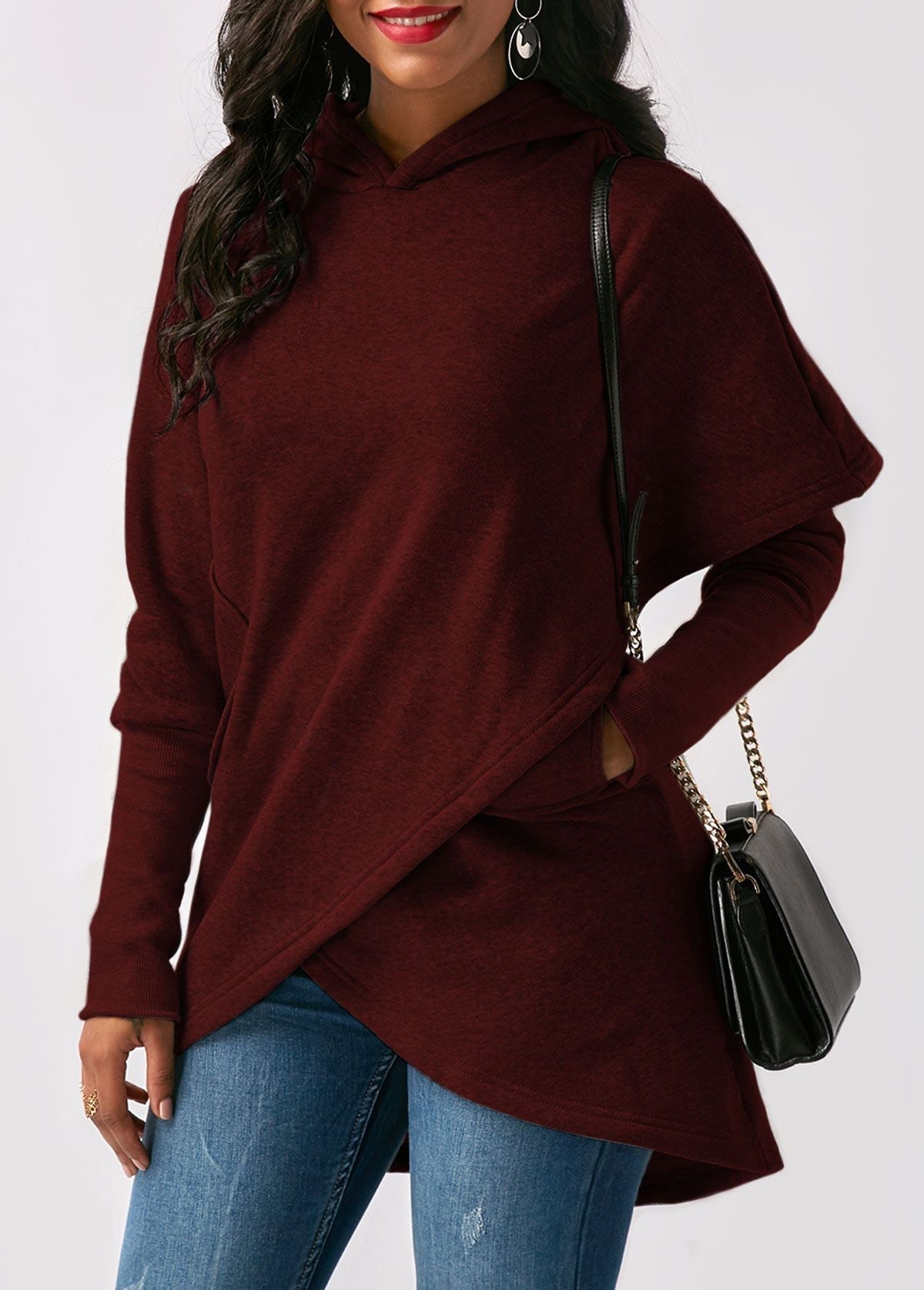 R&B | Hoodie - Damen Herbst Trendy Asymmetrischer Hoodie