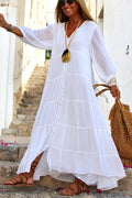 R&B | Seraphina Maxikleid aus Baumwolle mit Knopfleiste und Stufen-Design