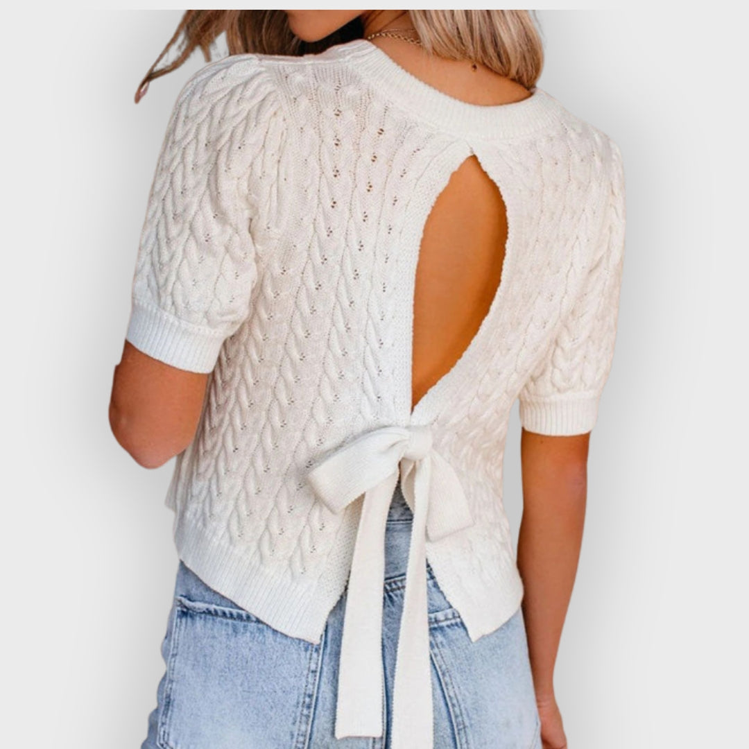 R&B | Lässig Gestricktes Kurzarmoberteil