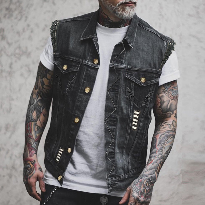 R&B Stylische Denim Weste für Herren
