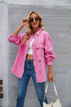R&B | Zerrissene Rohsaum-Denimjacke