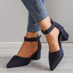 R&B | Damen Sandalen mit Blockabsatz Schnürung, mit Knöchelriemen, Elegant
