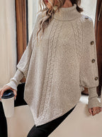 R&B | Poncho Sweater mit Knöpfen Acryl Elegant und Komfortabel