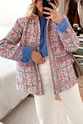 R&B | Paisley-Flower-Print-Knopf-Taschen-Stepp-Leichtgewicht-Baumwolljacke
