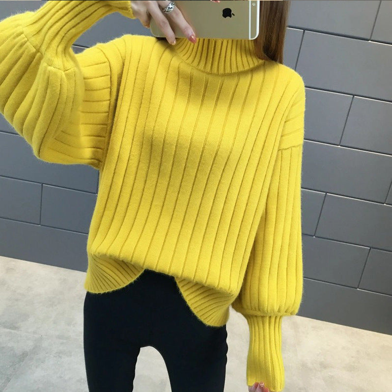 Damen Grobstrickpullover mit hochstehendem Kragen und strukturiertem Design R&B