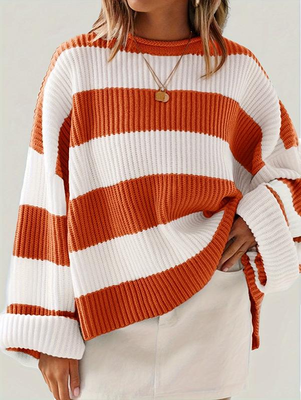 R&B | Strickpullover mit Streifen Lockerer Sitz Lässig und Komfortabel