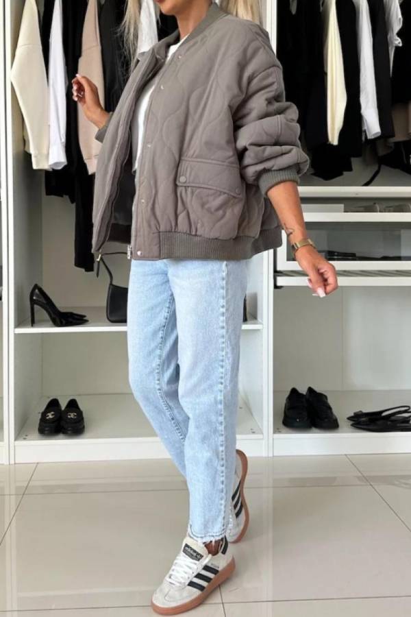 R&B | Kragen Snap Down Langarmjacke