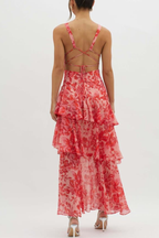 R&B | Träger-Rücken Rüschens Maxi Kleid