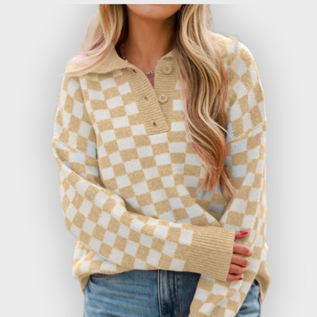 R&B | V-Ausschnitt Pullover Knopfausschnitt