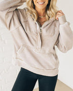R&B | Zip Henley Acid Wash Fleece Hoodie