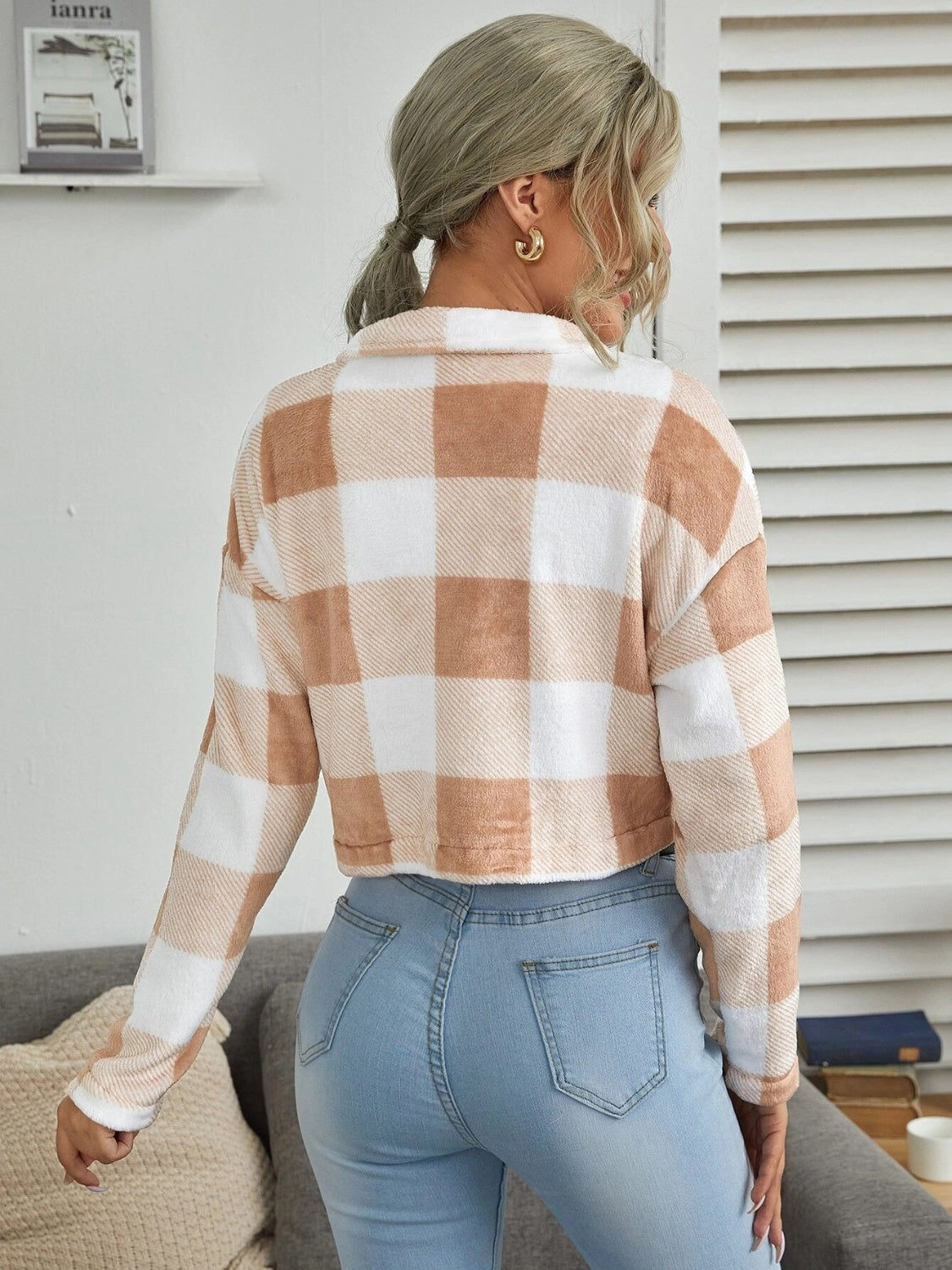 R&B | Karierter Button-Down-Kragenjacke