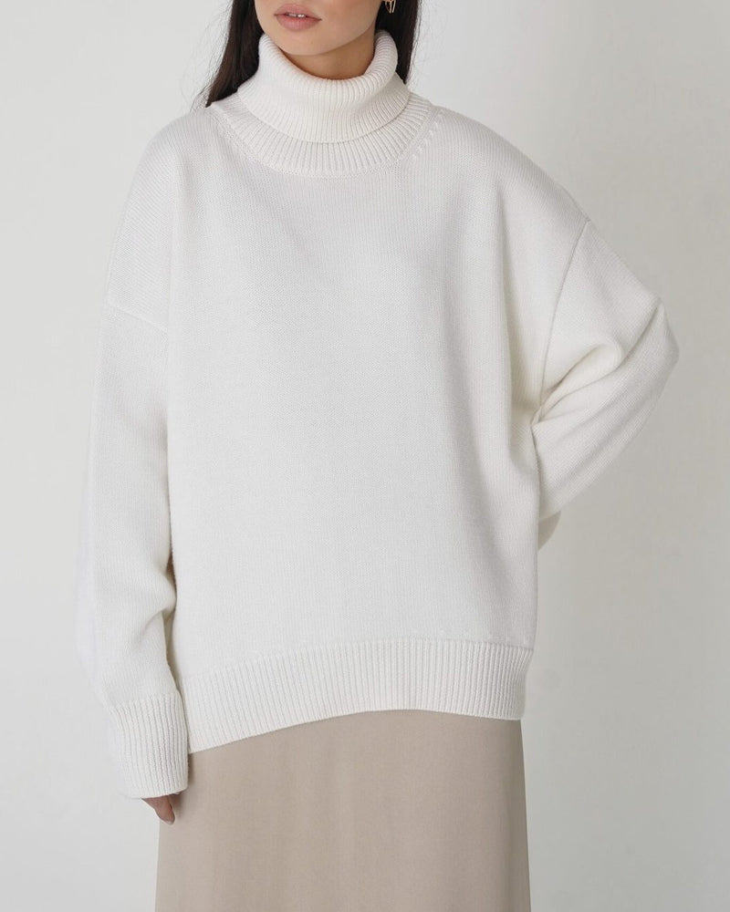 R&B | Eleganter Oversized Damen Rollkragenpullover Aus Baumwolle