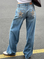 R&B | Retro Leoparden Print Stern Boyfriend Jeans