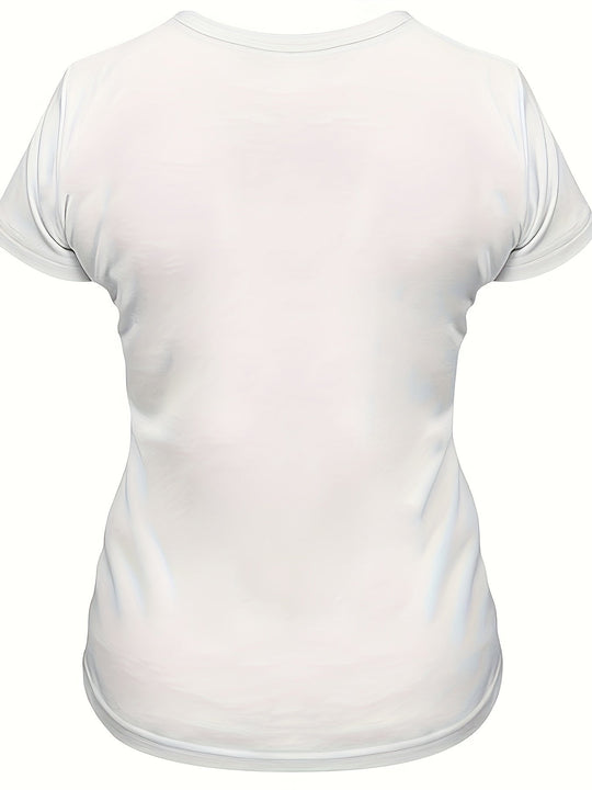 R&B | Damen T-Shirt Sommershirt mit Hühnerdruck, Rundhalsausschnitt, Kurze Ärmel, Lässig und Komfortabel