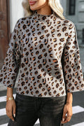 R&B | Gemütlicher Strickpullover mit Leopardenmuster und Lockerer Rollkragen