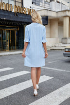R&B | Jacquard five-quarter-sleeved Kleid mit V-Ausschnitt