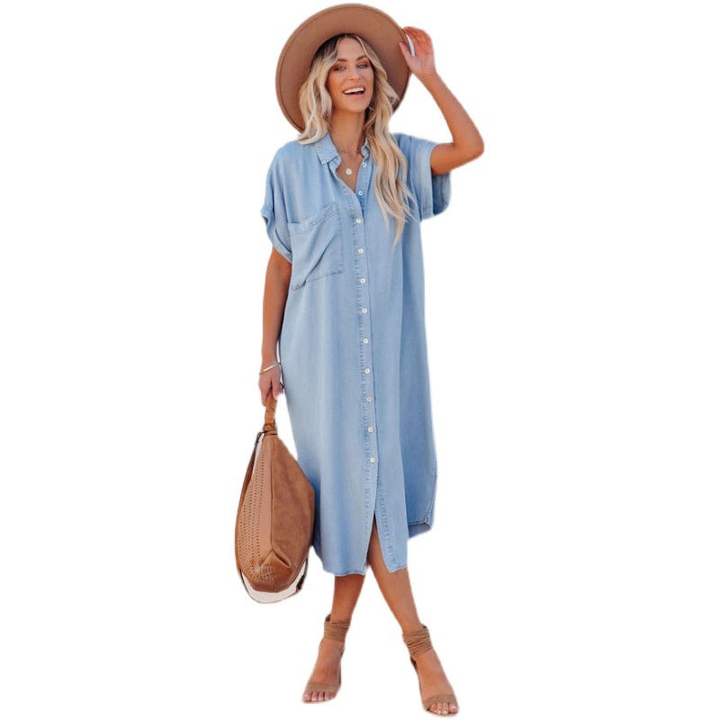 Denim-Kleid mit F mausärmeln