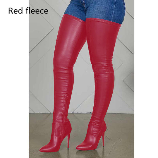 R&B | Damen Über Kniefallstiefel Spitz Schuh Hoher Stiletto
