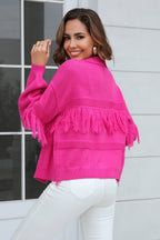 R&B | Fransenbesatz Offene Vorder-Cardigan