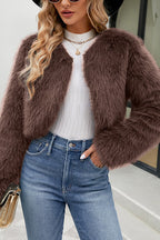 R&B | Lange Ärmel Kurze Lässige Kunstpelzjacke