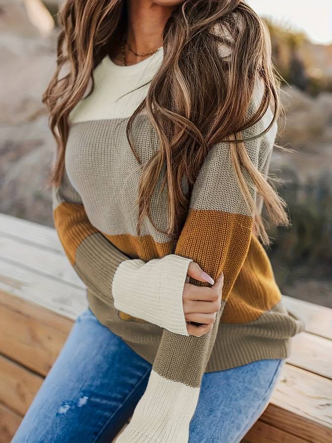 R&B | Stilvoll Gestreifter Strickpullover für Frauen