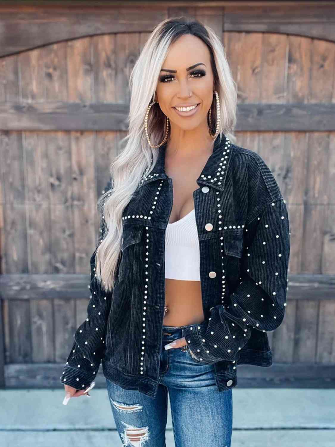R&B | Nietenkragenknopfhemdjacke