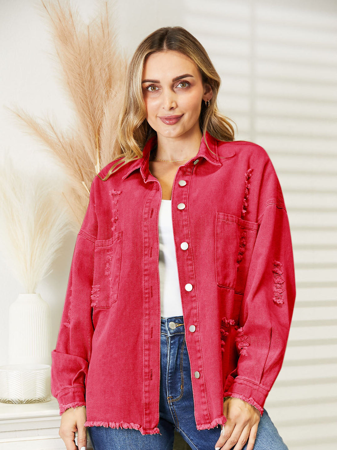 R&B | Zerrissene Rohsaum-Denimjacke