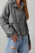 R&B | kariert Revers Mehrknopf-Zwei-Taschen-Midi-Jacke