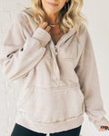 R&B | Zip Henley Acid Wash Fleece Hoodie