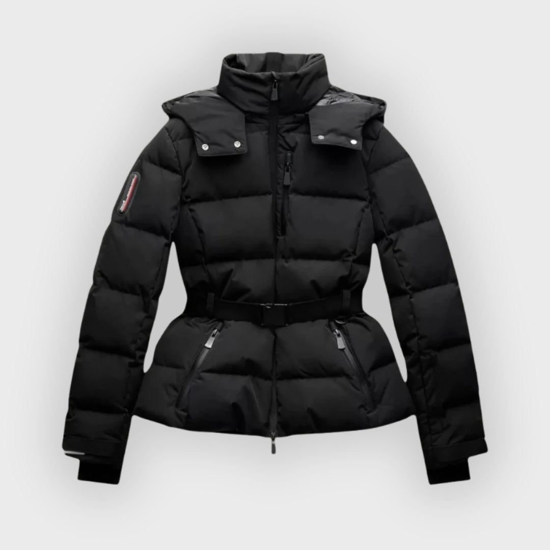 R&B | Damen isolierte schwarze Gürtel-Skijacke