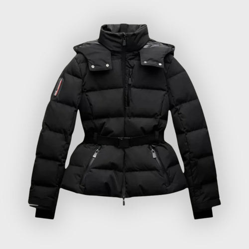 R&B | Damen isolierte schwarze Gürtel-Skijacke