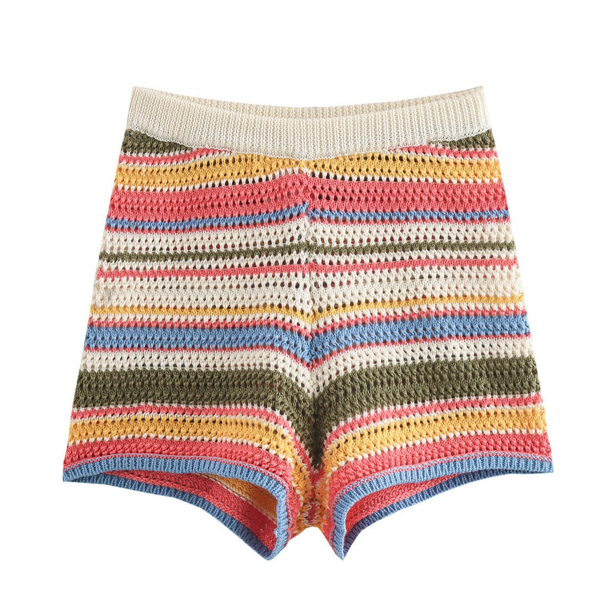 R&B | Gehäkeltes Kurzarm-Shorts-Set mit hoher Taille