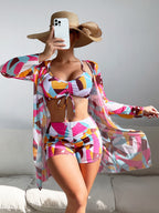 R&B | Dreiteilige Bluse mit hoher Taille und langen Ärmeln mit Kordelzug