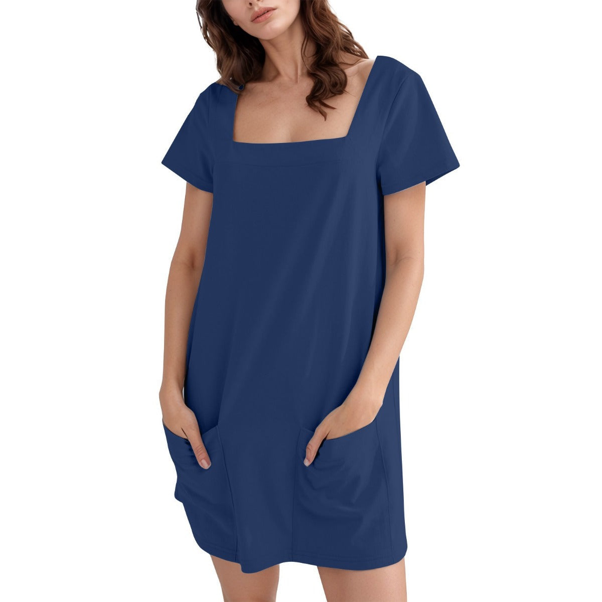 R&B | Freizeitkleid mit quadratischem Ausschnitt und Tasche
