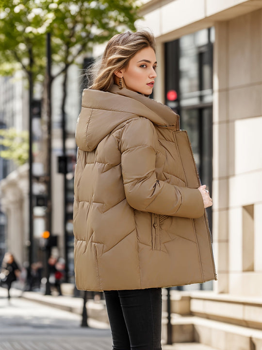 R&B | Stylischer dicker warmer Daunenmantel mit Kapuze Ideal für Herbst/Winter