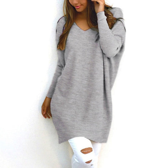 R&B - Sweater |Eleganter langer Pullover mit V-Ausschnitt für Damen