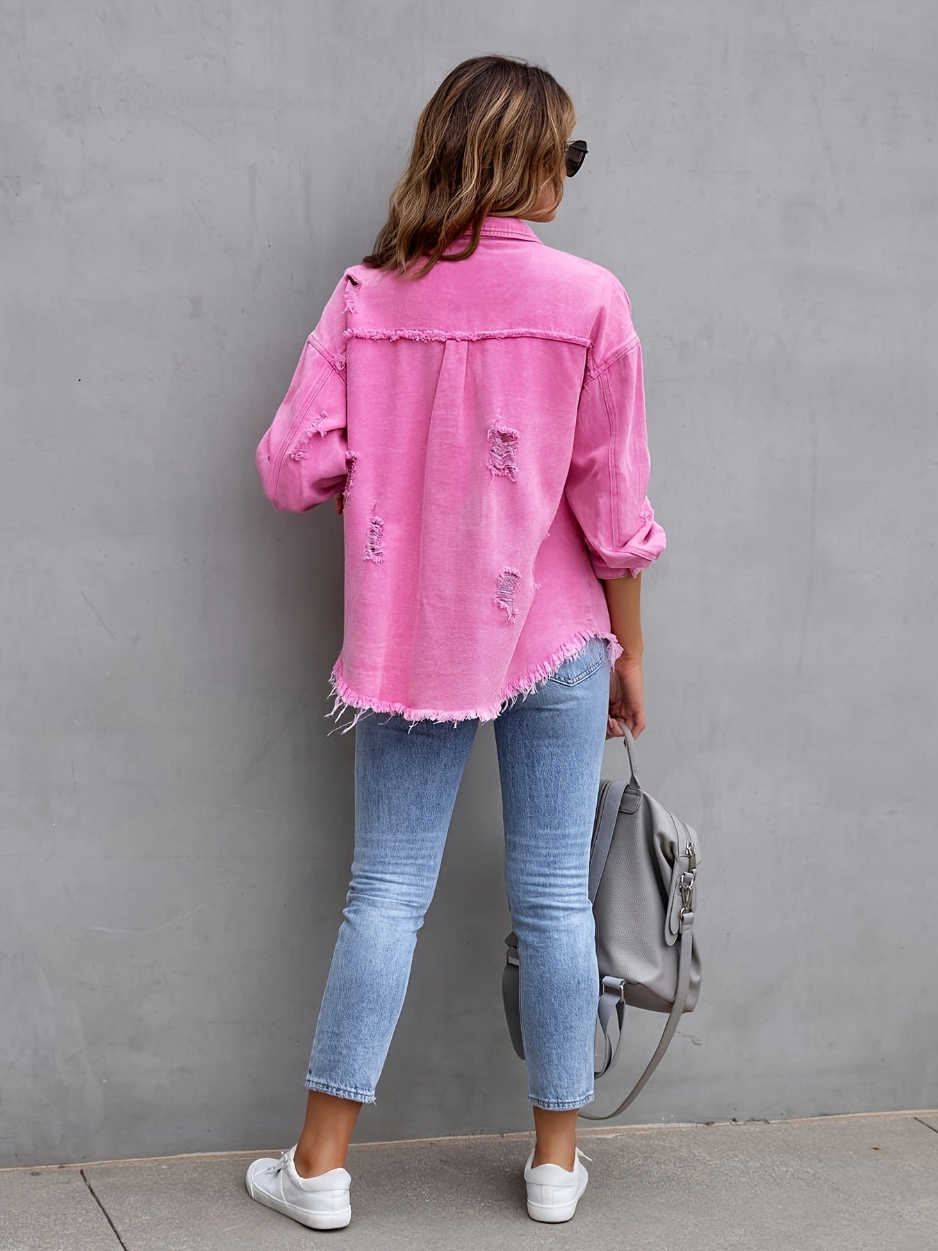 R&B | Zerrissene Denimjacke in Übergröße