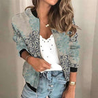 R&B | Kurzjacke mit Reißverschluss Im Lässigen Druckdesign