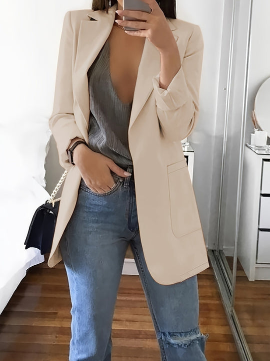 R&B | Eleganter Einfarbiger Business-Blazer Mit Offener Vorderseite - Ideal Für Alle Jahreszeiten