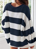R&B | Strickpullover mit Streifen Lockerer Sitz Lässig und Komfortabel
