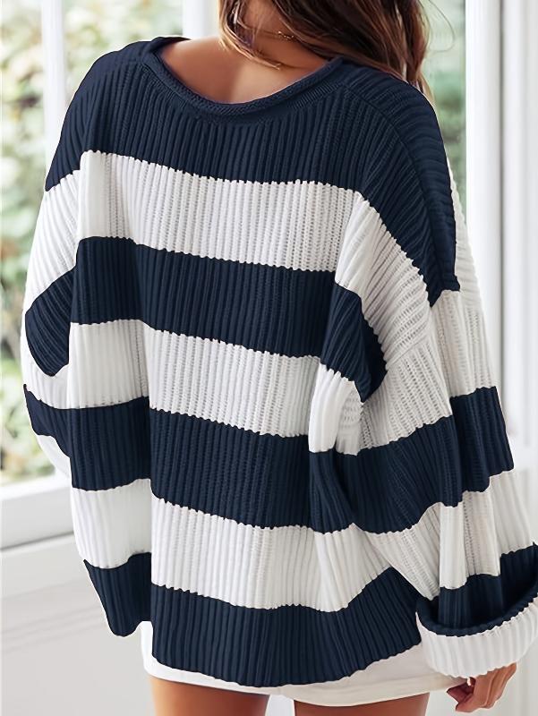 R&B | Strickpullover mit Streifen Lockerer Sitz Lässig und Komfortabel