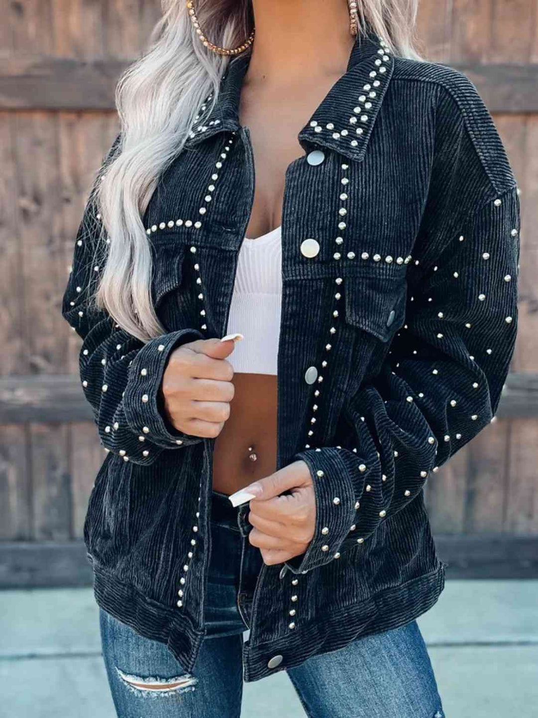 R&B | Nietenkragenknopfhemdjacke