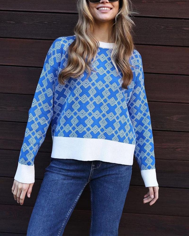 R&B | Muster Strickpullover Weich und Trendy Statement-look