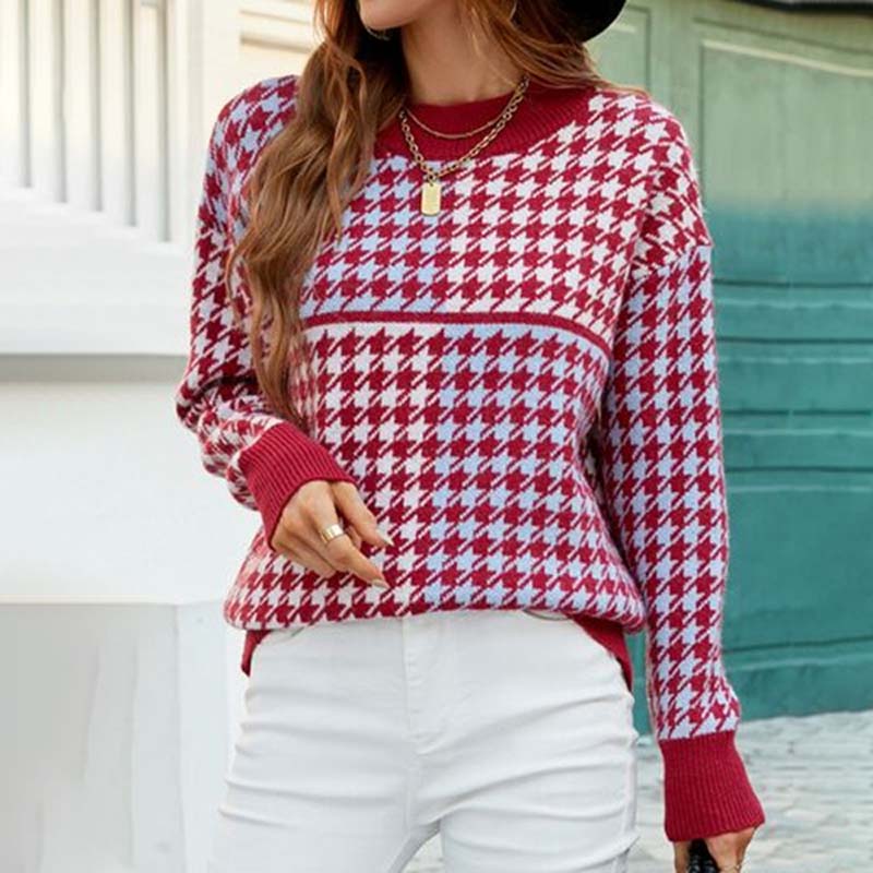 R&B | Geometrischer Strickpullover Mit Trendigem Muster